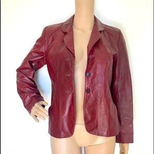 RETRO 💥 VINTAGE Red Leather Jacket Small-Medium